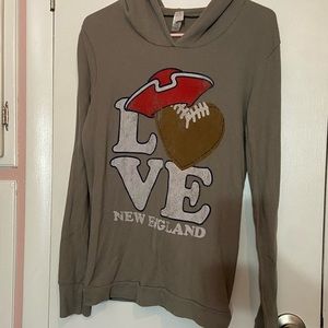 Waffle-Knit Hooded New England Football Longsleeve
